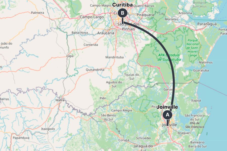 Joinville SC para Curitiba PR: Alternativa ao Ônibus e Táxi | inDrive